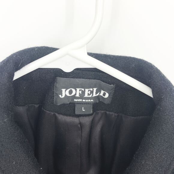 Rare Vintage Jofeld De Ball Swing Top Dress Coat Black Wool Gold Button Size L - Picture 3 of 8